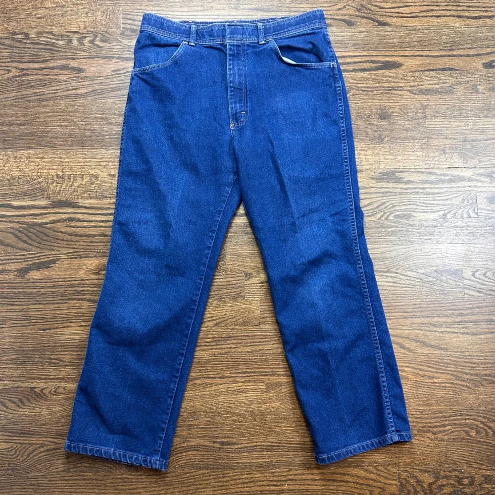 Vintage Wrangler Jeans Mens 36x29 Blue Denim Straight Leg Made in USA 85498PS